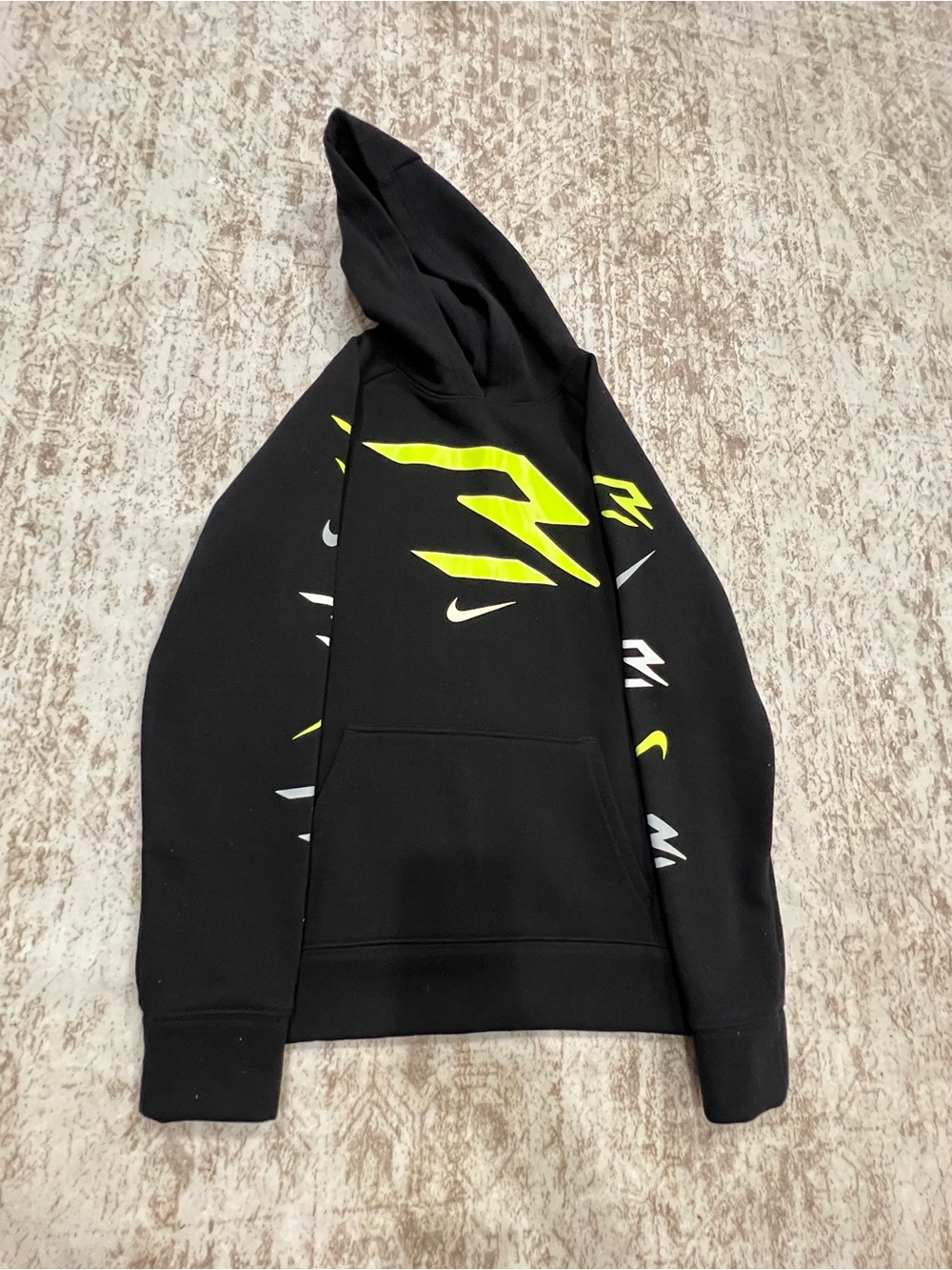 Nike Kids Black Hoodie with Neon Yellow Graphic - Picture 2 of 3